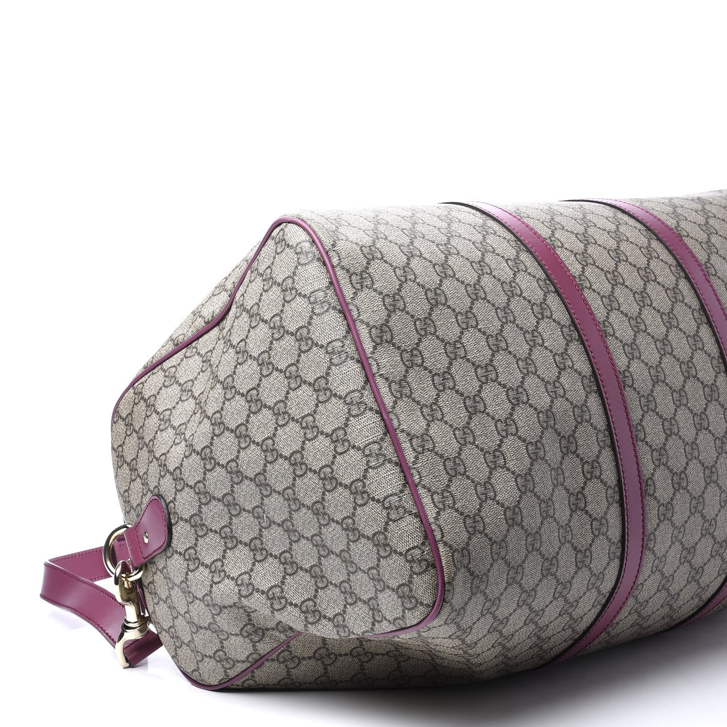 Gucci GG Supreme Monogram Selleria Calfskin Medium Carry On Duffle Bag Beige Ebony Peonia Flower 7 of 10