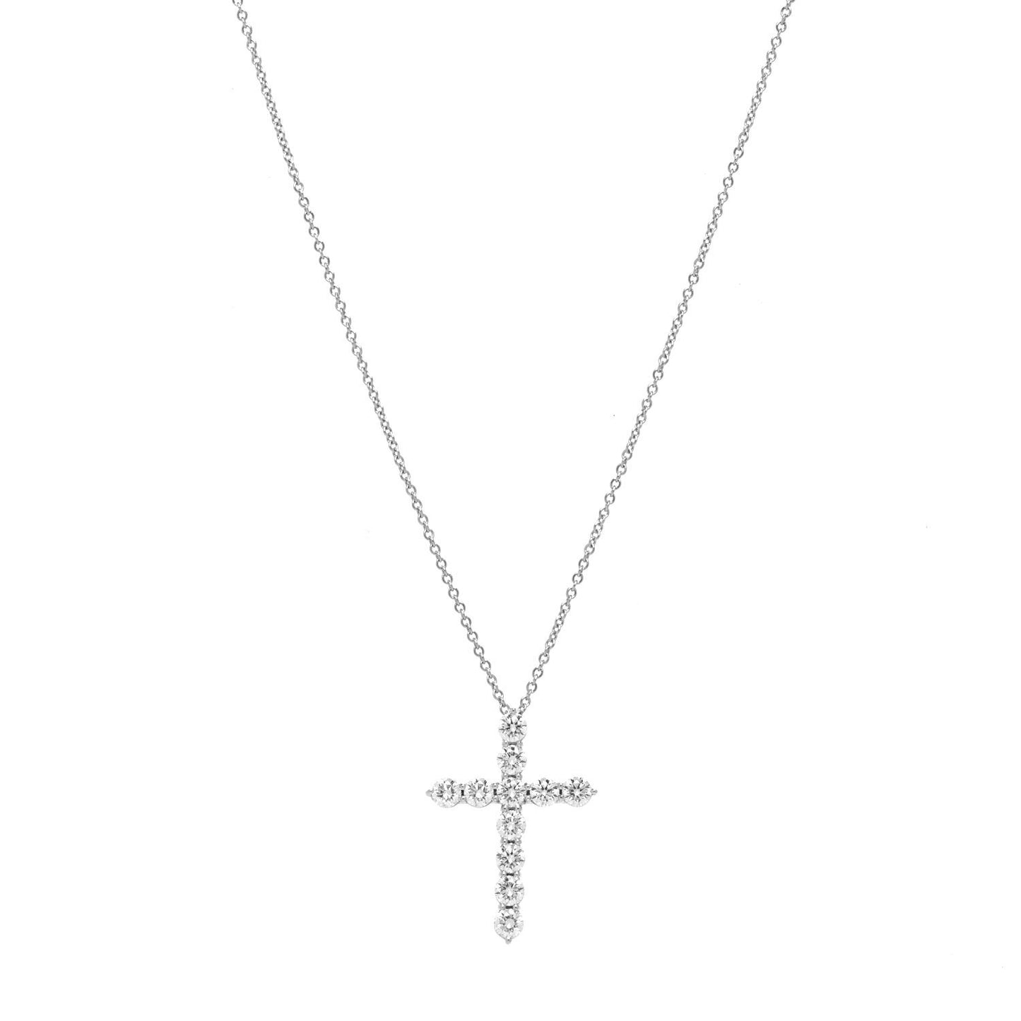 Platinum Diamond Medium Cross Pendant Necklace