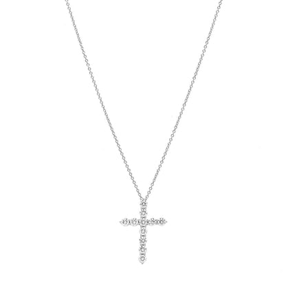 Tiffany Platinum Diamond Medium Cross Pendant Necklace 1 of 5