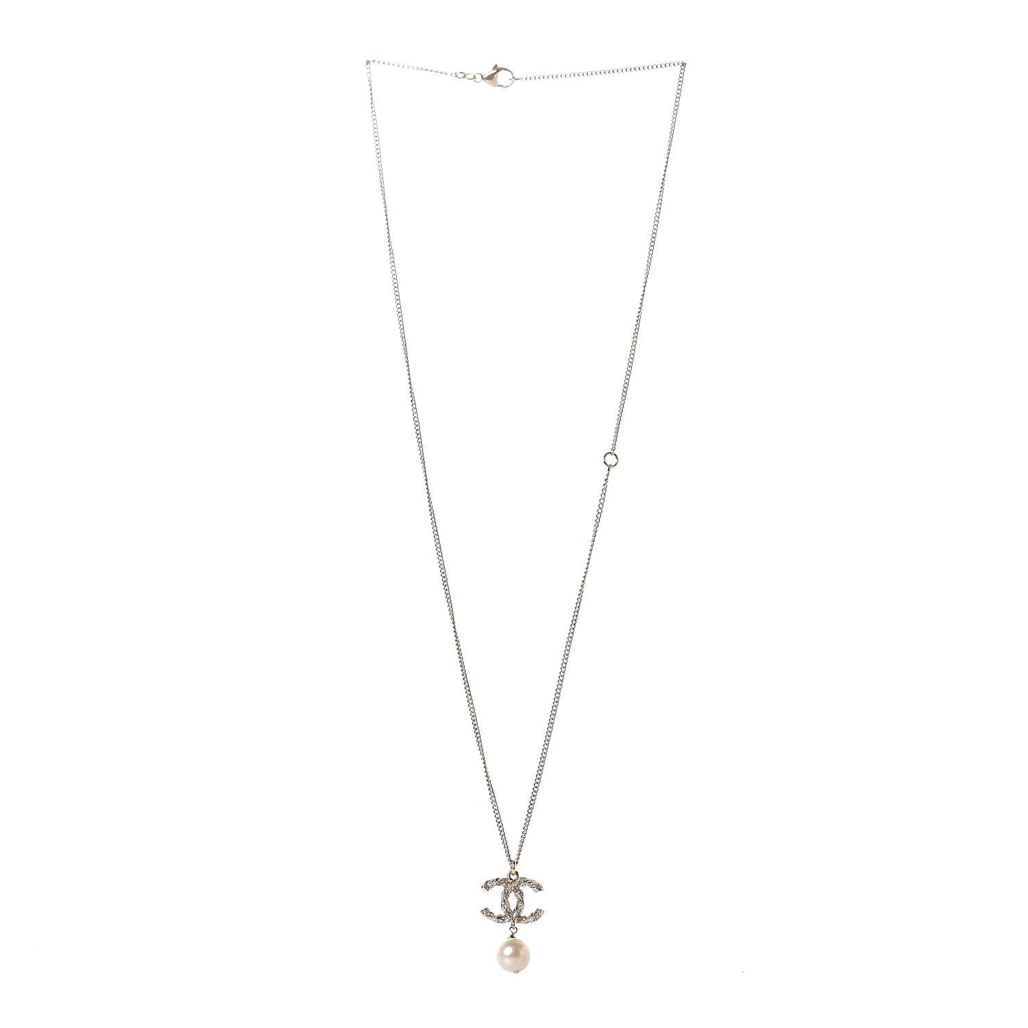 Chanel Pearl Crystal Twisted CC Drop Necklace Gold 3 of 6