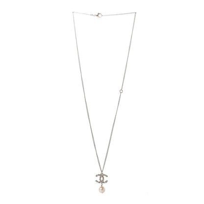 Chanel Pearl Crystal Twisted CC Drop Necklace Gold 3 of 6