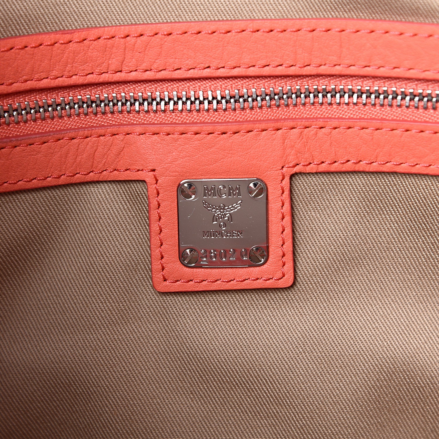 MCM Calfskin Ottomar Monogram Medium Klara Hobo Hot Coral 6 of 10
