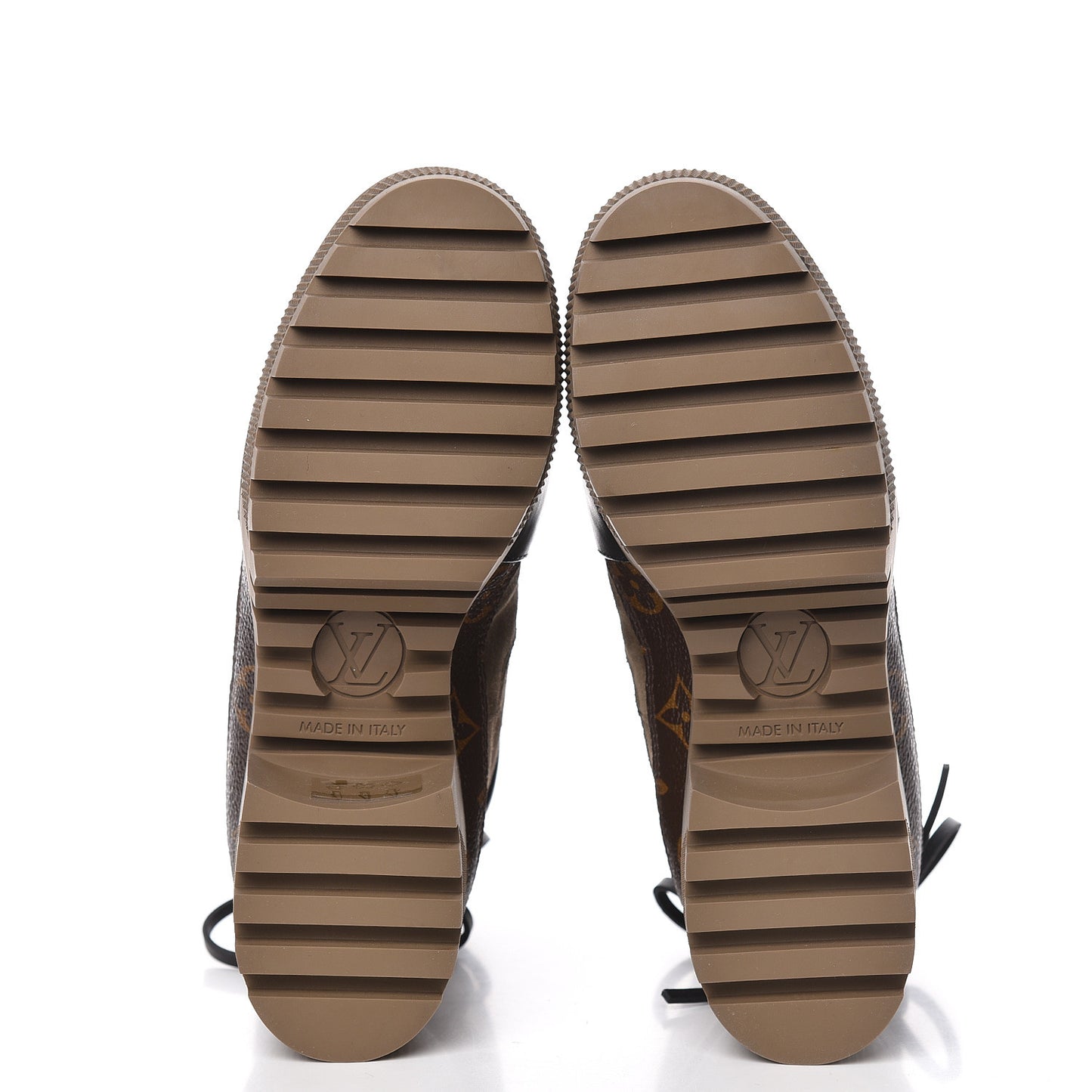 Suede Calfskin Monogram Laureate Platform Desert Boots 35 Taupe