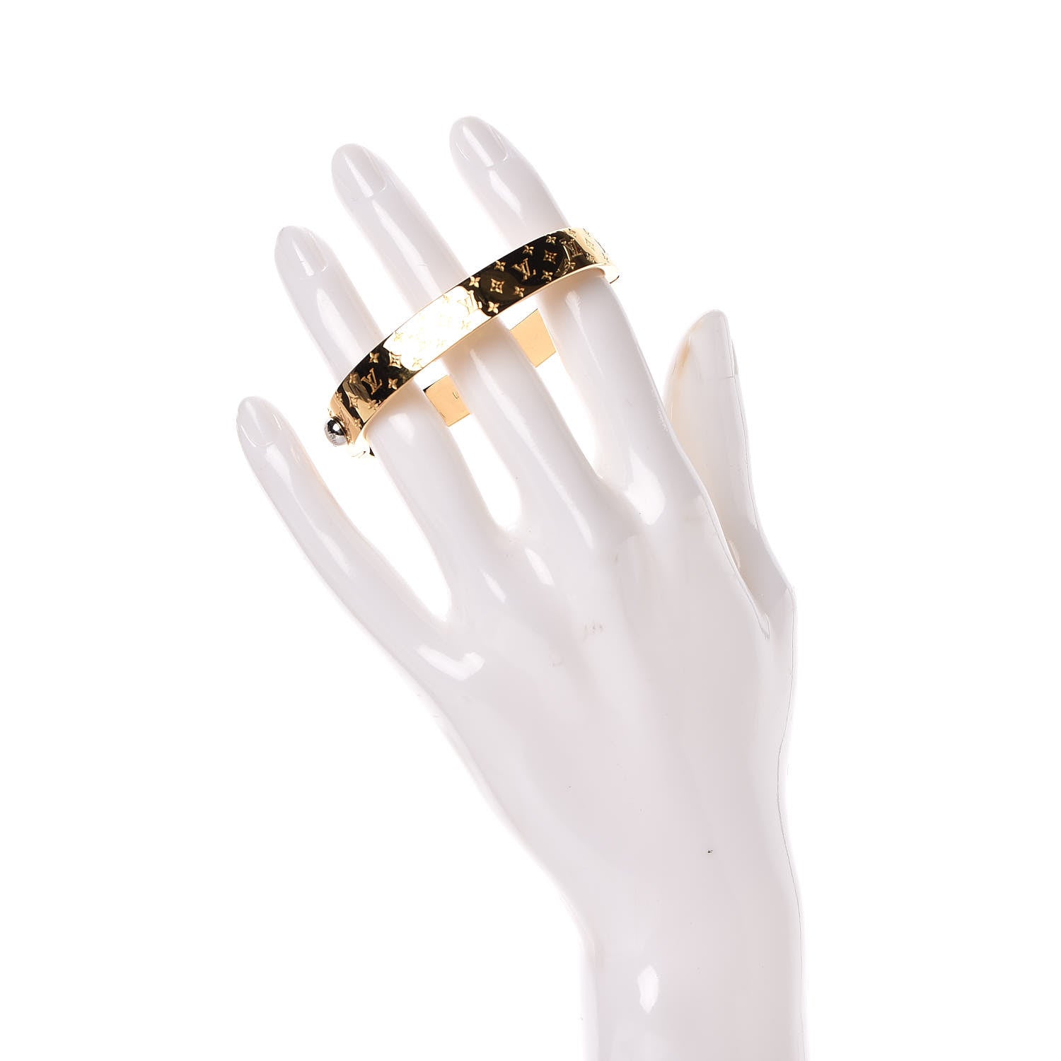 Louis Vuitton Brass Monogram Nanogram Cuff S Gold 2 of 5
