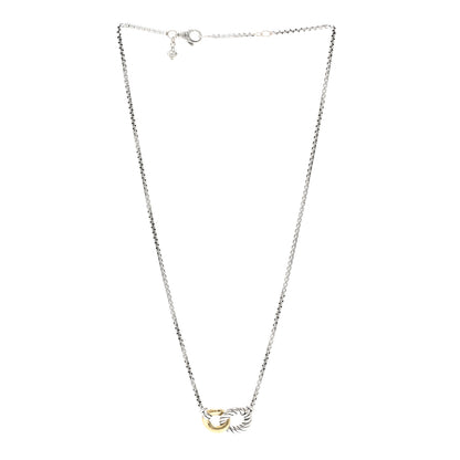 David Yurman Sterling Silver 18K Yellow Gold Belmont Pendant Necklace 3 of 4