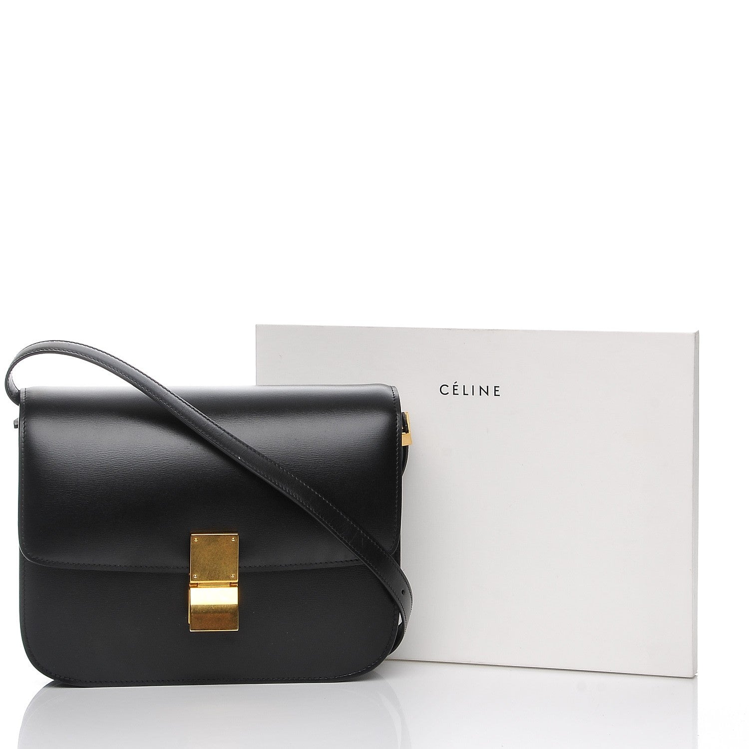 Celine Box Calfskin Medium Classic Box Flap Bag Black 8 of 8