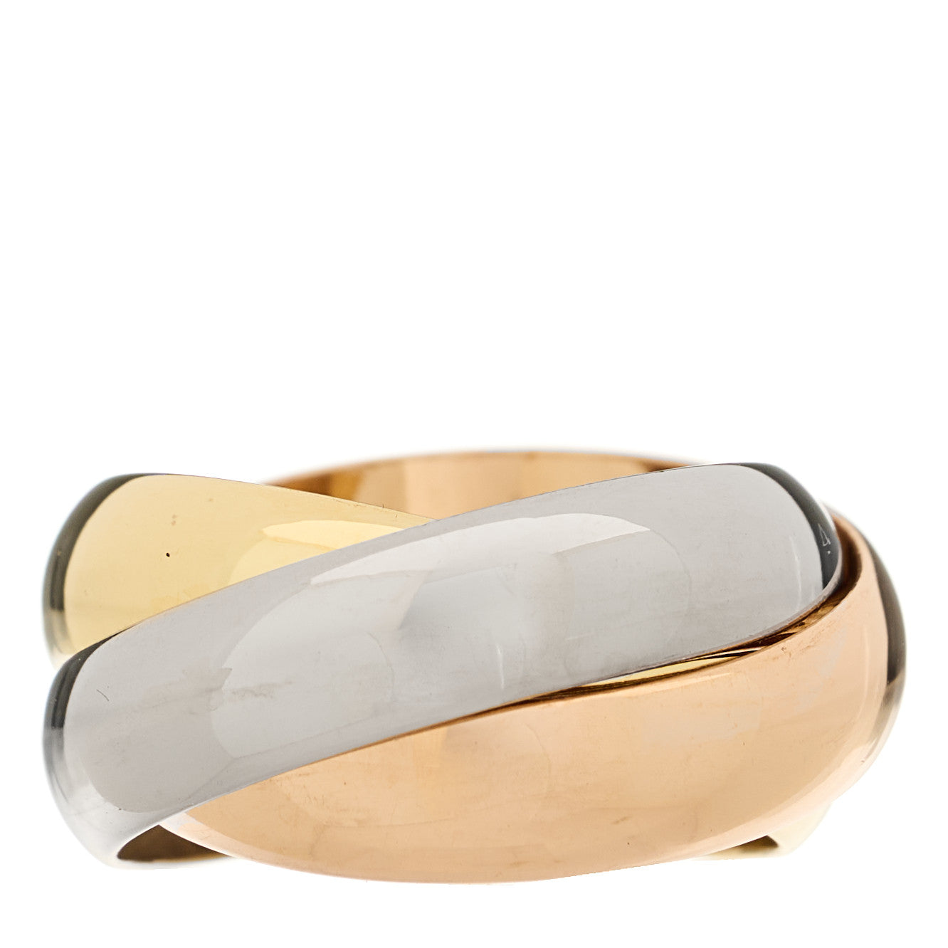 Cartier 18K Pink Yellow White Gold Large Trinity Ring 50 5.5 3 of 5