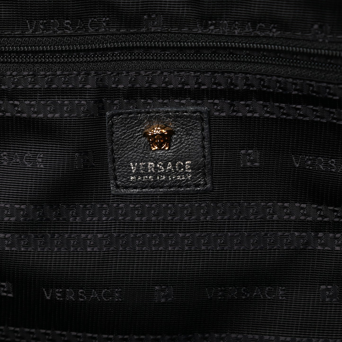Nylon Goatskin Studded Palazzo Medusa Backpack Black