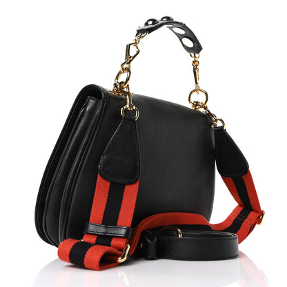 Gucci Roxy Calfskin Web Medium Blondie Shoulder Flap Bag Black 2 of 9