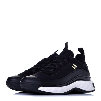 Chanel Velvet Calfskin Mixed Fibers CC Sneakers 37 Black 3 of 8