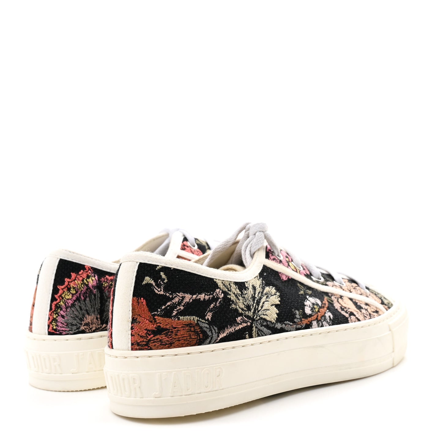 Canvas Jardin Botanique Embroidered Womens Walk'N'Dior Low Top Sneakers 37.5 Black Multicolor