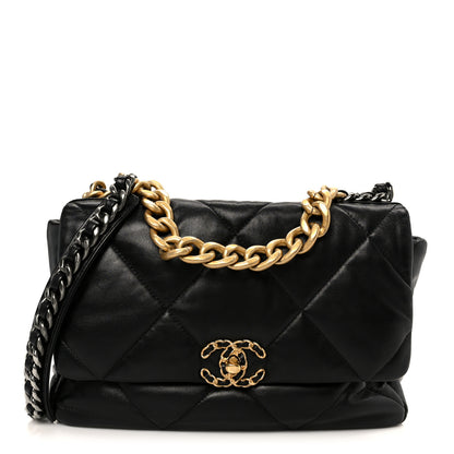 Chanel Goatskin Quilted Large Chanel 19 Flap Black 1 of 10