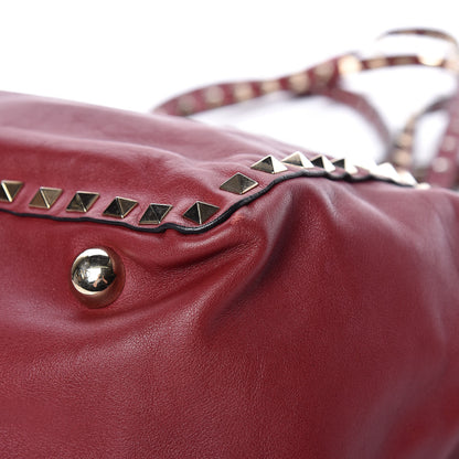 Valentino Garavani Vitello Medium Rockstud Tote Dark Red 13 of 15