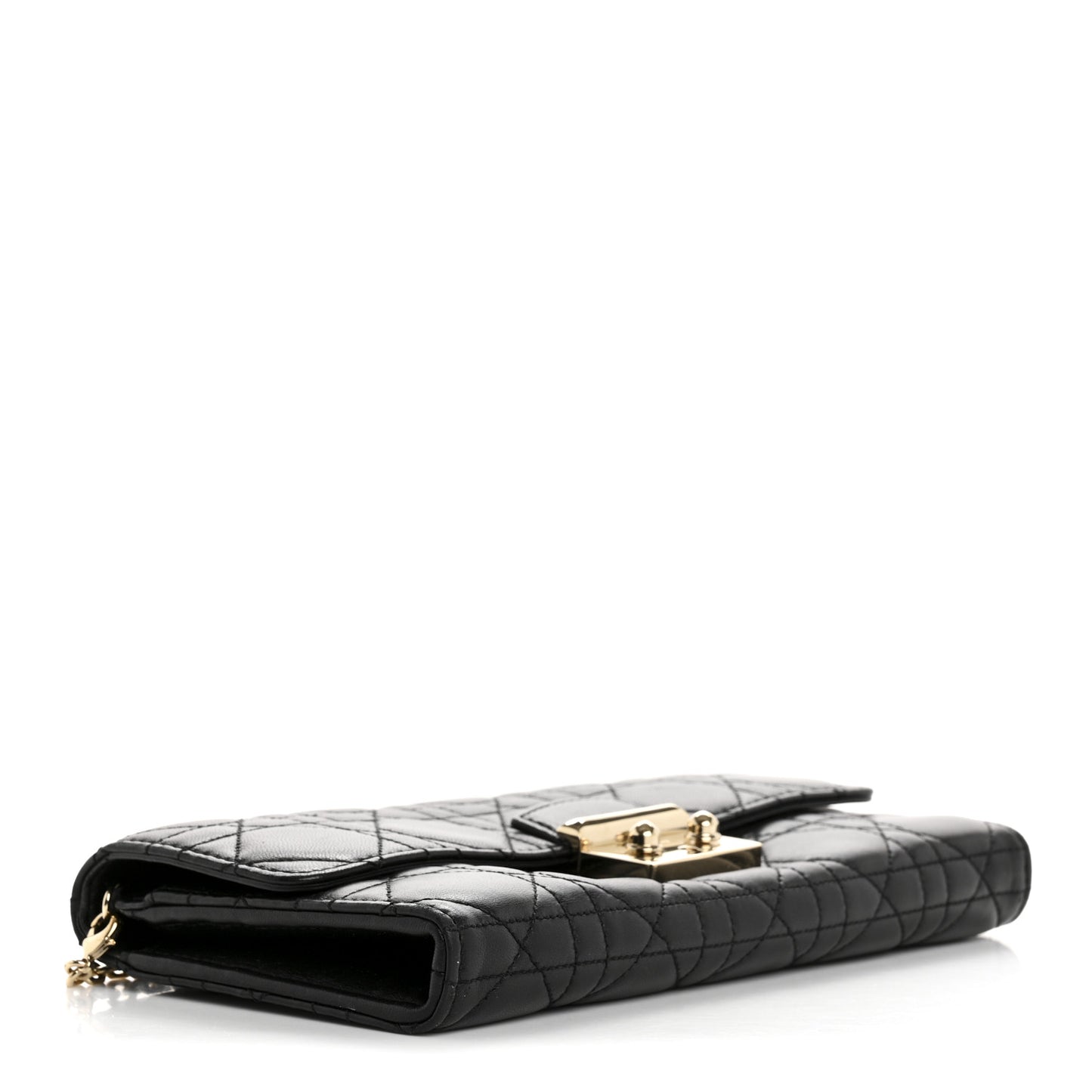 Lambskin Cannage Miss Dior Chain Wallet Black