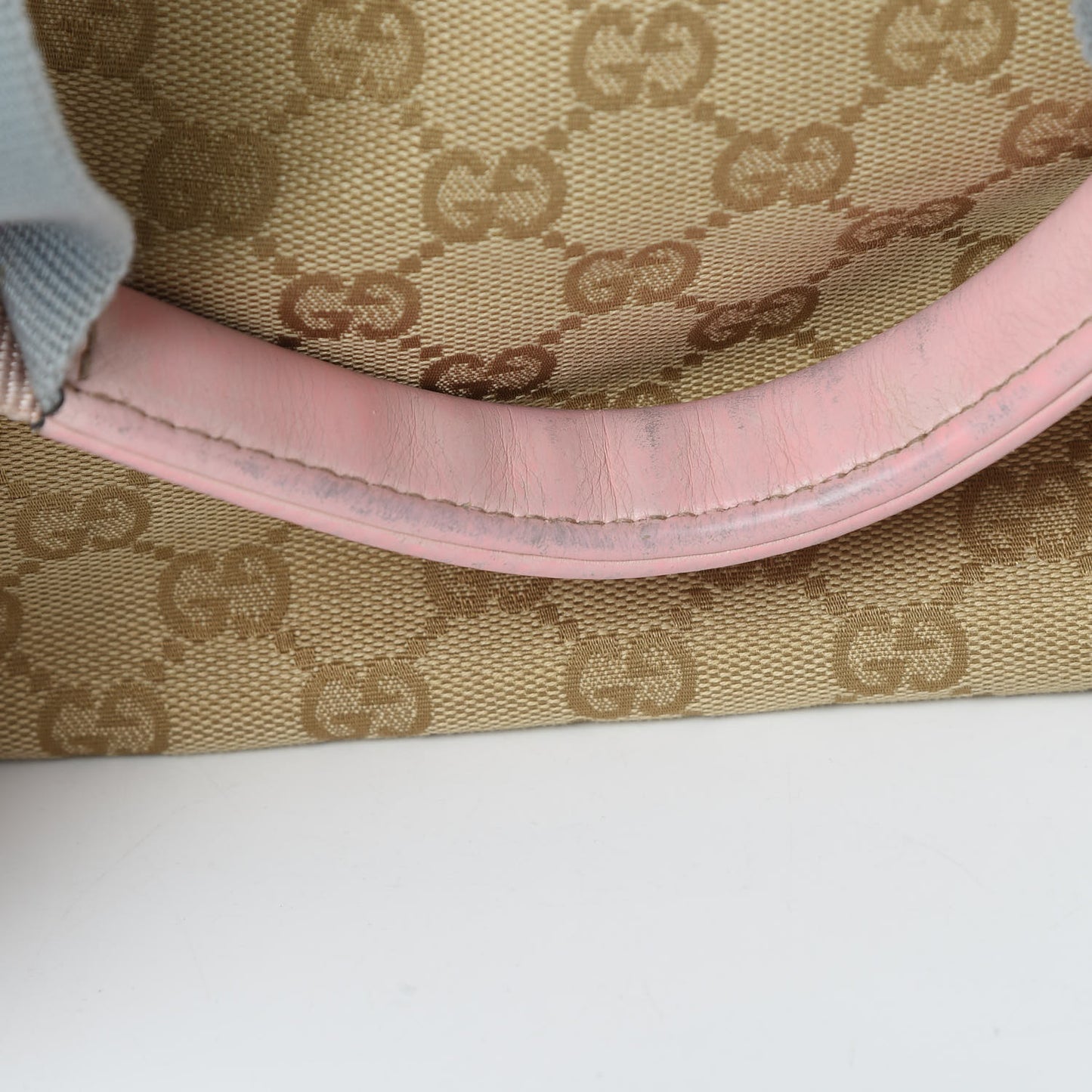 GG Monogram Medium Web Handle Bucket Tote Pink Blue