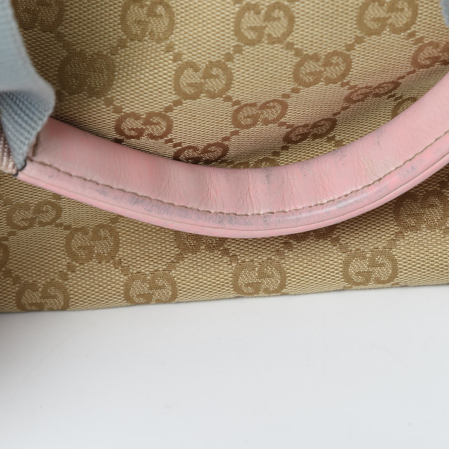 Gucci GG Monogram Medium Web Handle Bucket Tote Pink Blue 15 of 17