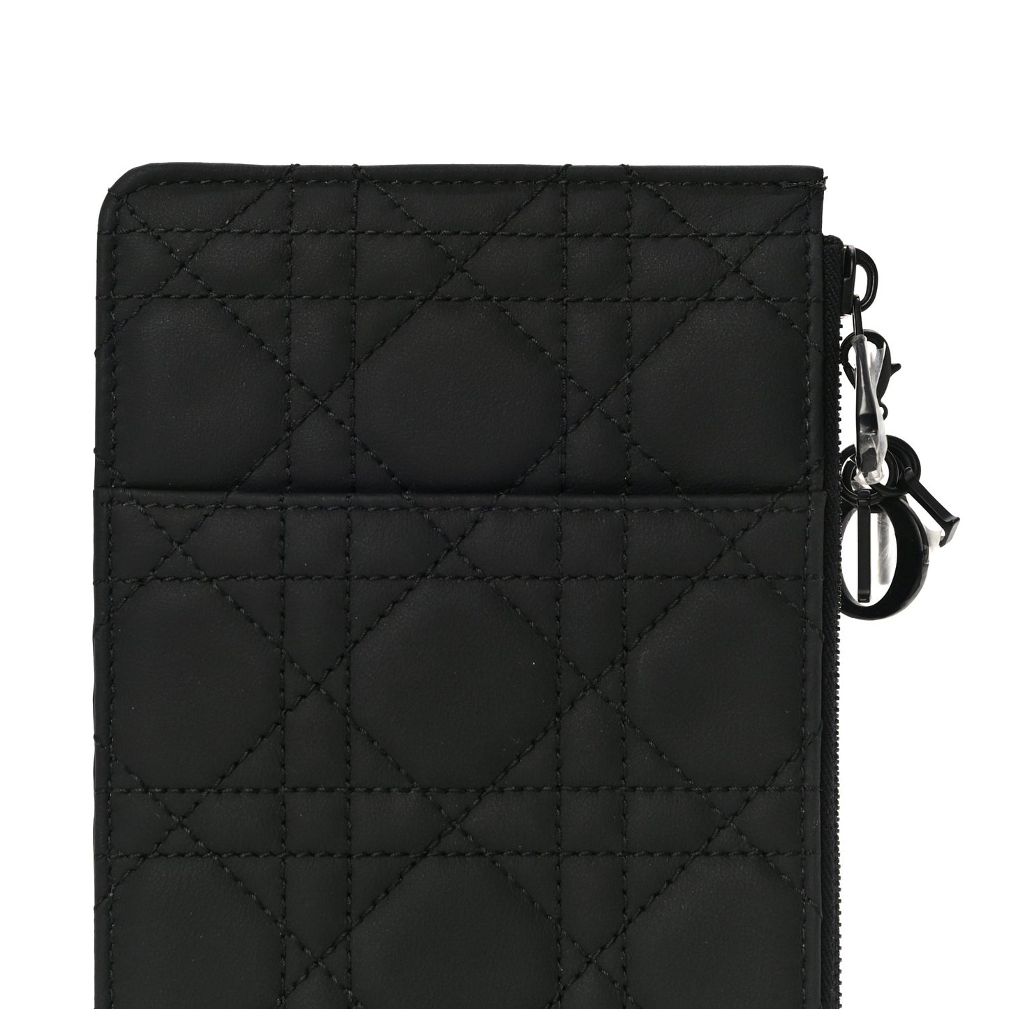 Ultra Matte Calfskin Cannage Large Lady Dior Zip Wallet Black