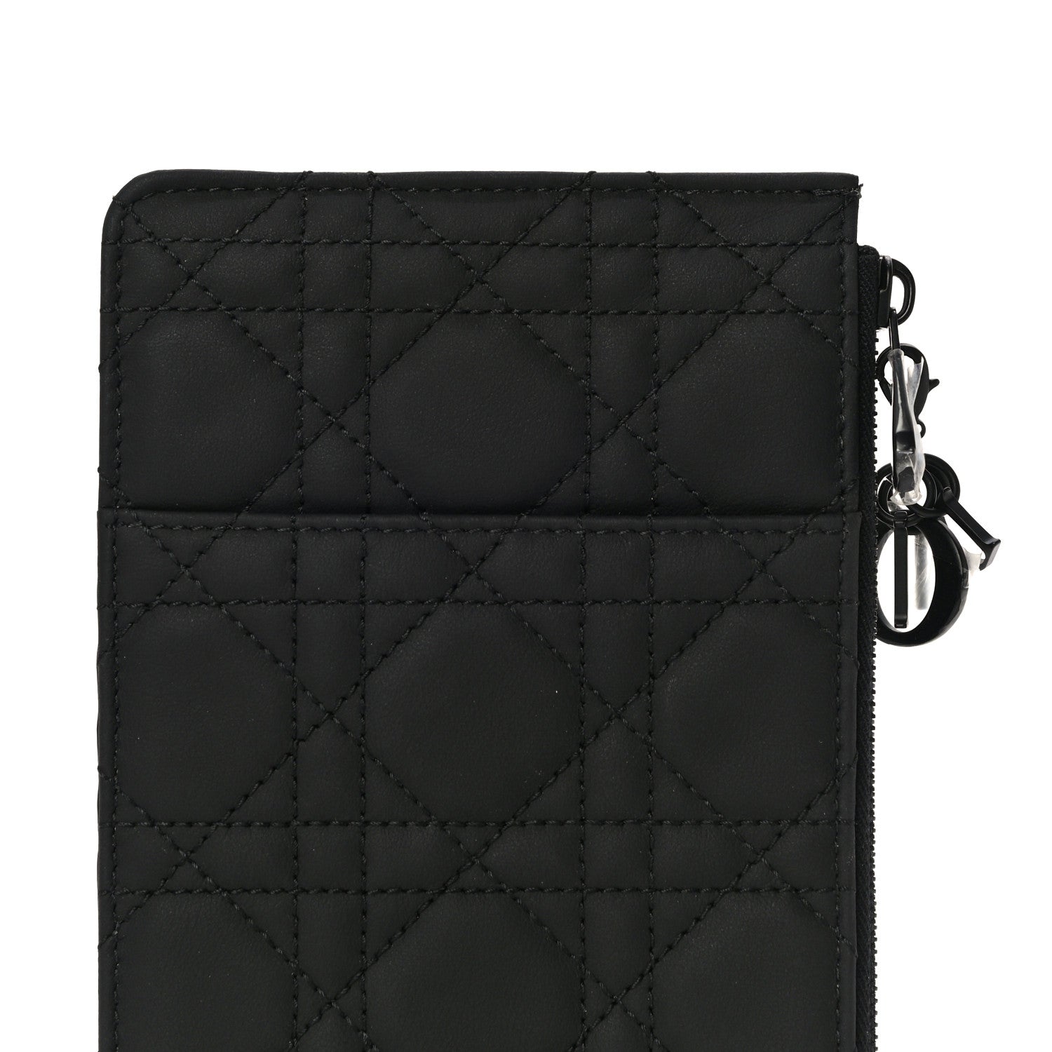 Christian Dior Ultra Matte Calfskin Cannage Large Lady Dior Zip Wallet Black 6 of 11