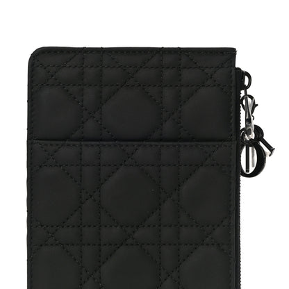 Christian Dior Ultra Matte Calfskin Cannage Large Lady Dior Zip Wallet Black 6 of 11