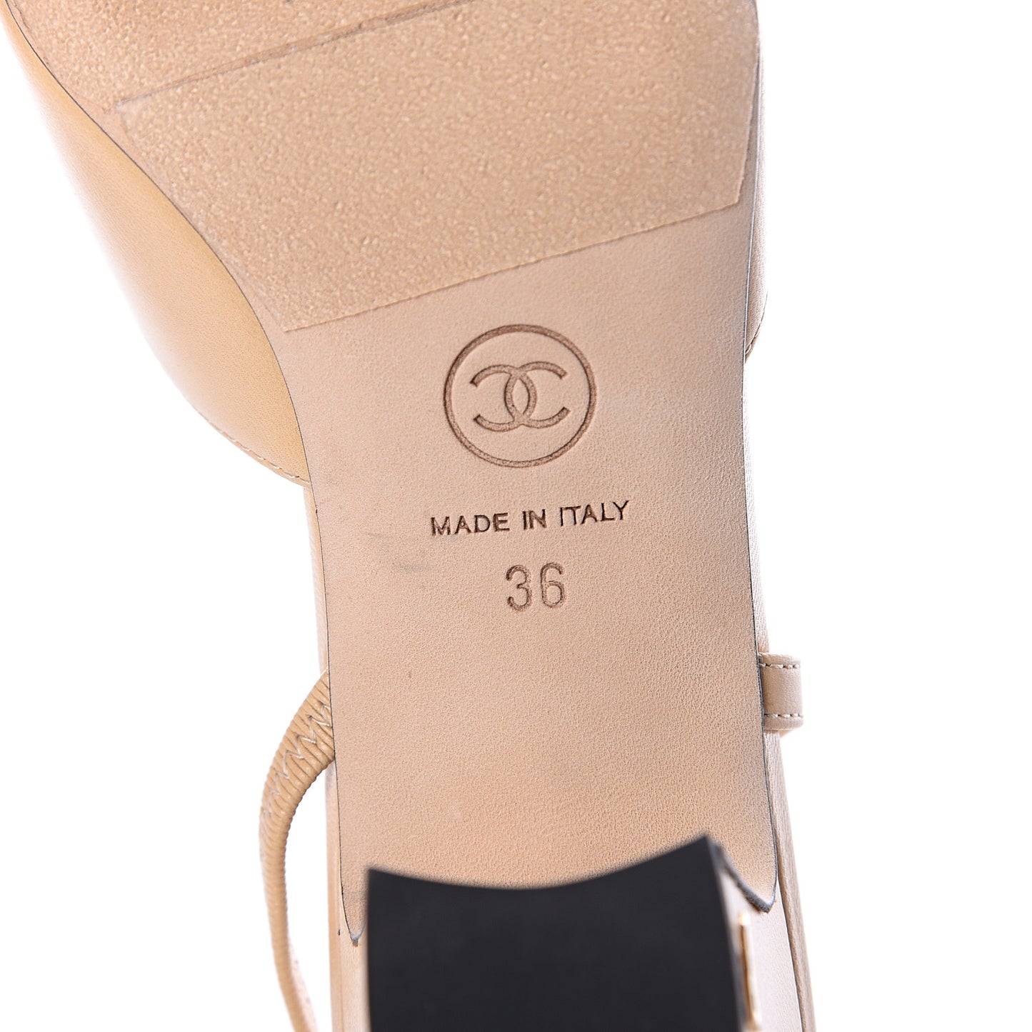 Goatskin Grosgrain Cap Toe CC Slingback Pumps 36 Beige Black