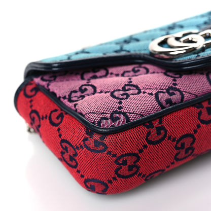 Gucci Monogram Multicolor Matelasse Diagonal Super Mini GG Marmont Shoulder Bag Light Blue Pink Blue Green Red 8 of 9