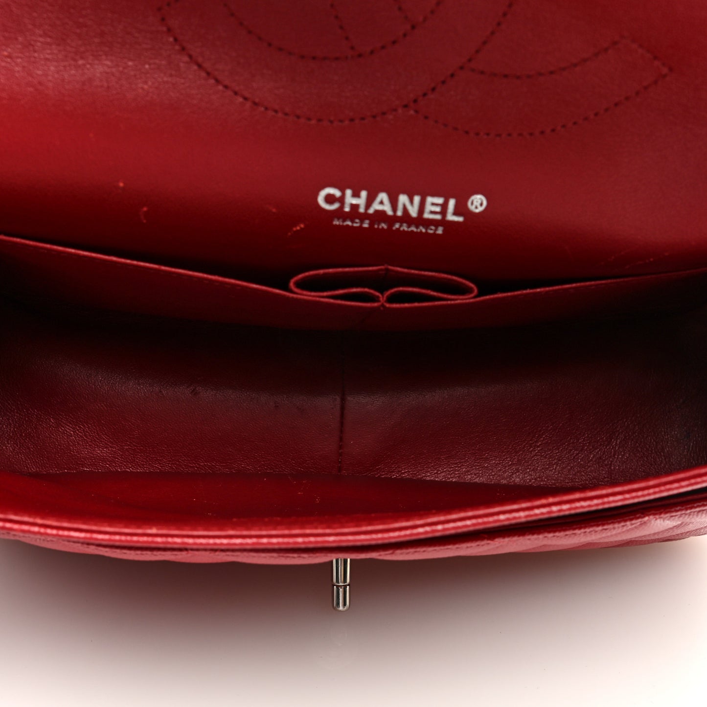Caviar Quilted Jumbo Double Flap Dark Red