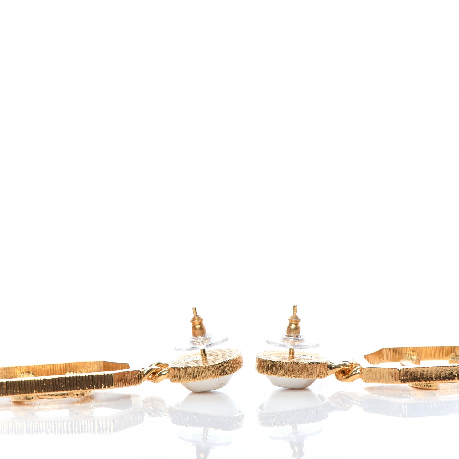 Chanel Metal Pearl CC Drop Earrings Gold 3 of 3