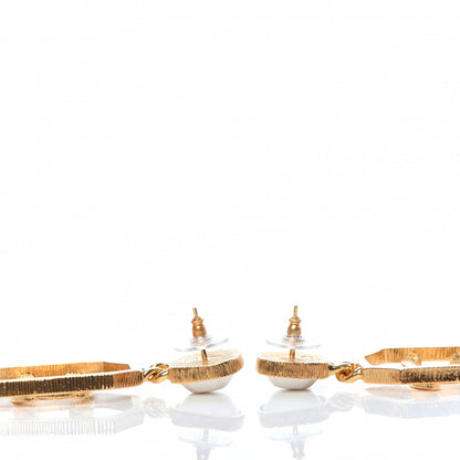 Chanel Metal Pearl CC Drop Earrings Gold 3 of 3