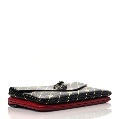 Gucci Calfskin Diagonal GG Medium Thiara Double Envelope Shoulder Bag Black Red 4 of 10