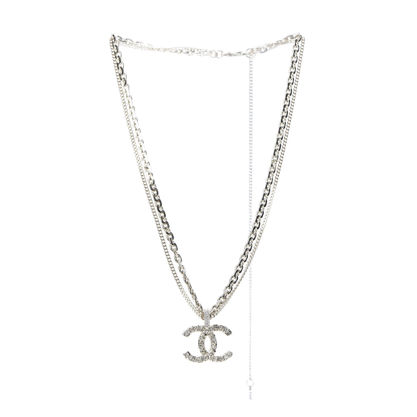 Crystal CC Multi Strand Chain Necklace Gold