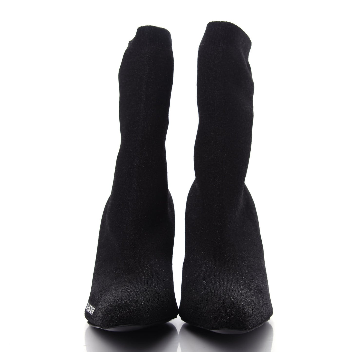 Knit Round Toe Knife Booties 36 Black