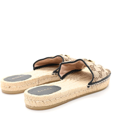 Gucci Monogram Matelasse GG Marmont Espadrille 20mm Slide Sandals 38 Beige Ebony Black 5 of 9