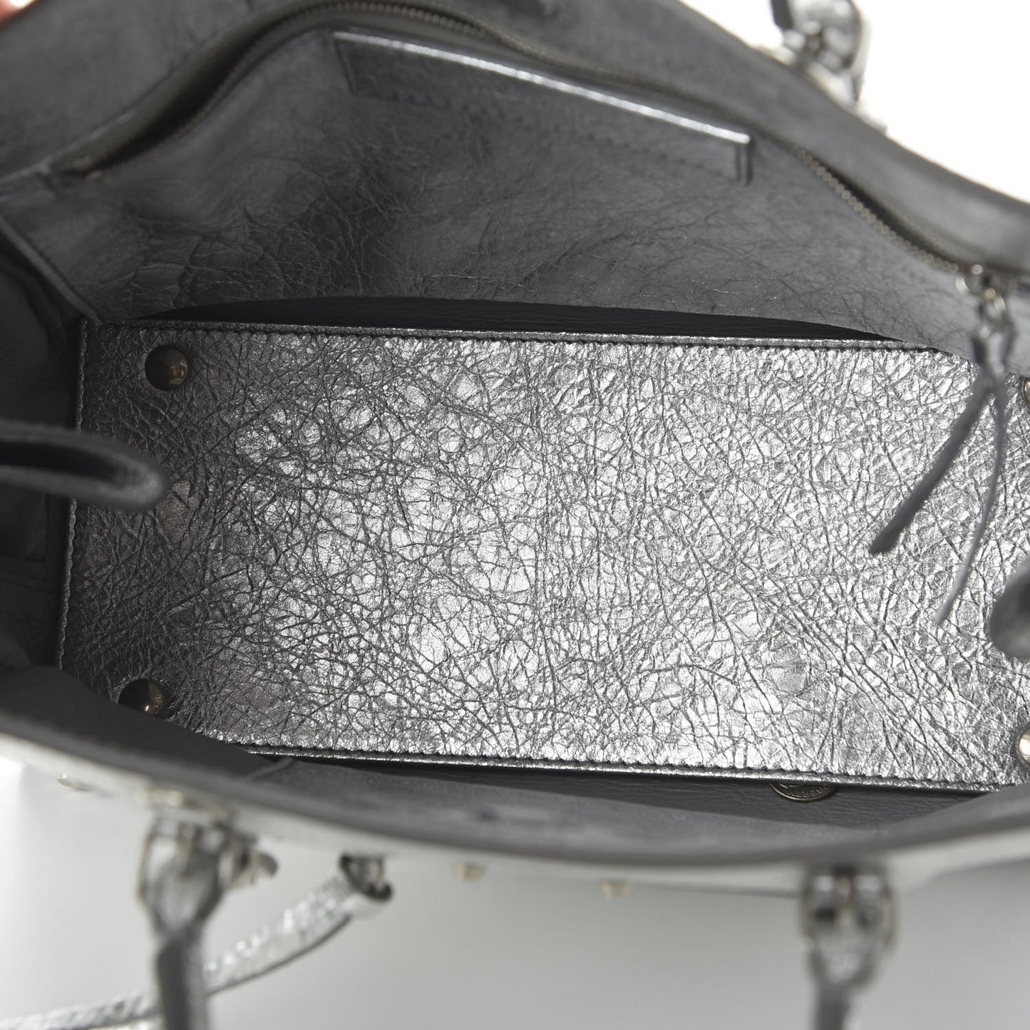 Metallic Calfskin Papier A6 Zip Around Tote Silver
