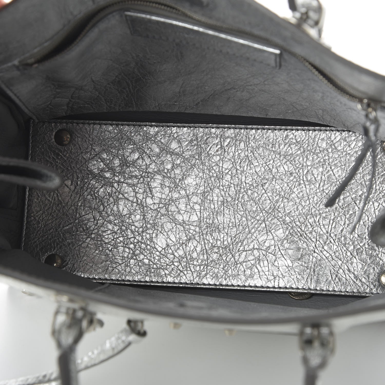 Balenciaga Metallic Calfskin Papier A6 Zip Around Tote Silver 5 of 12