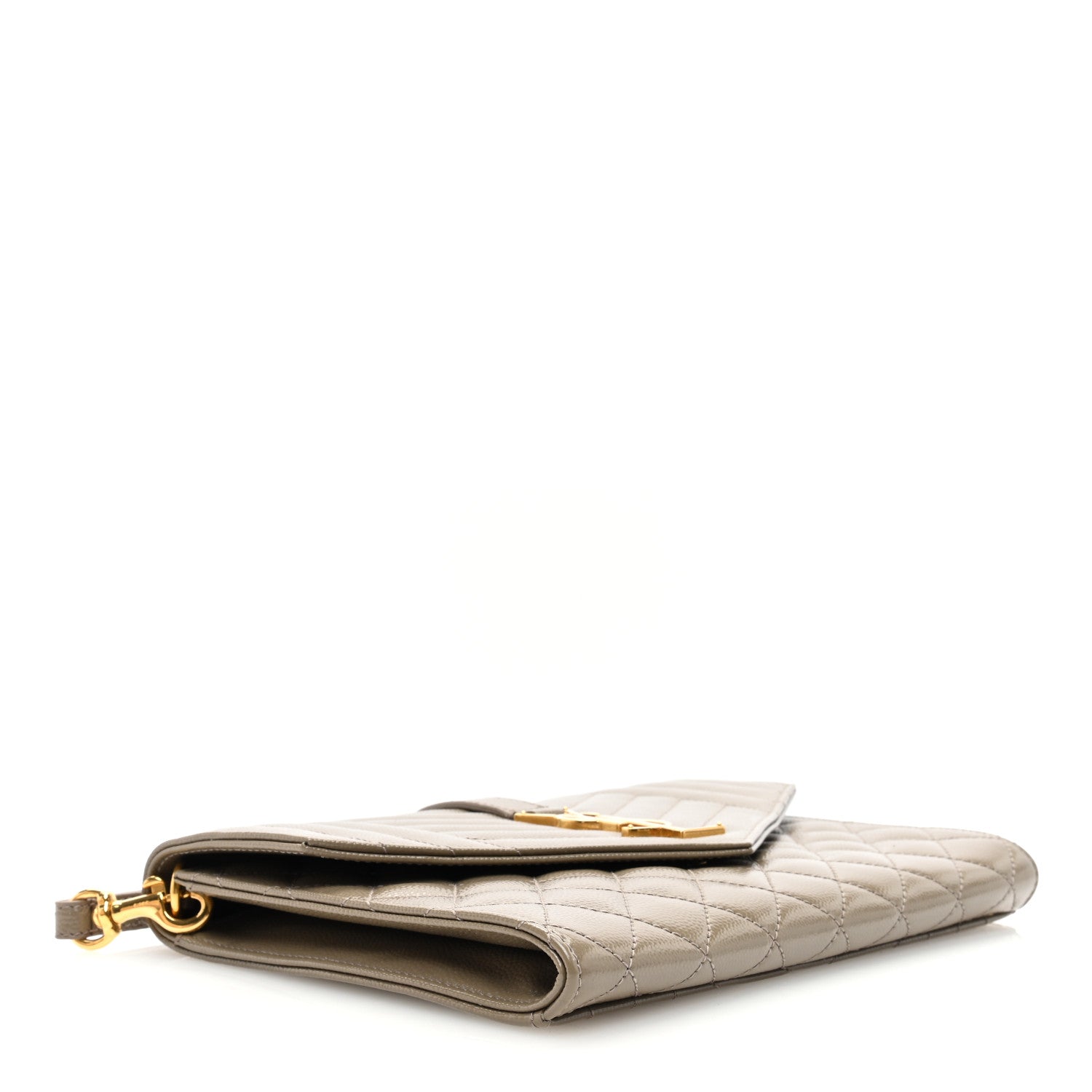 Saint Laurent Grain De Poudre Textured Mixed Matelasse Triquilt Monogram Greyish Brown 4 of 7