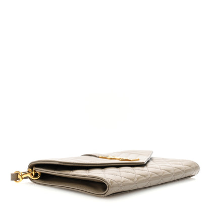 Saint Laurent Grain De Poudre Textured Mixed Matelasse Triquilt Monogram Greyish Brown 4 of 7