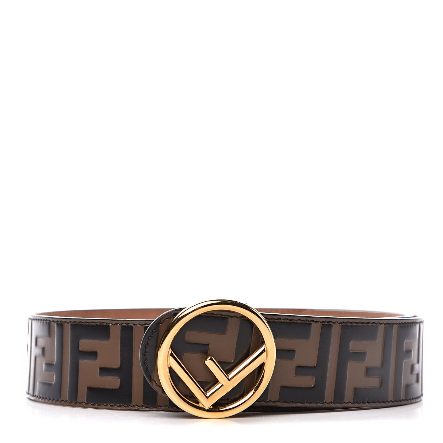 Vitello F is Fendi Bi-Color FF 1974 Embossed Belt 80 32 Maya Black