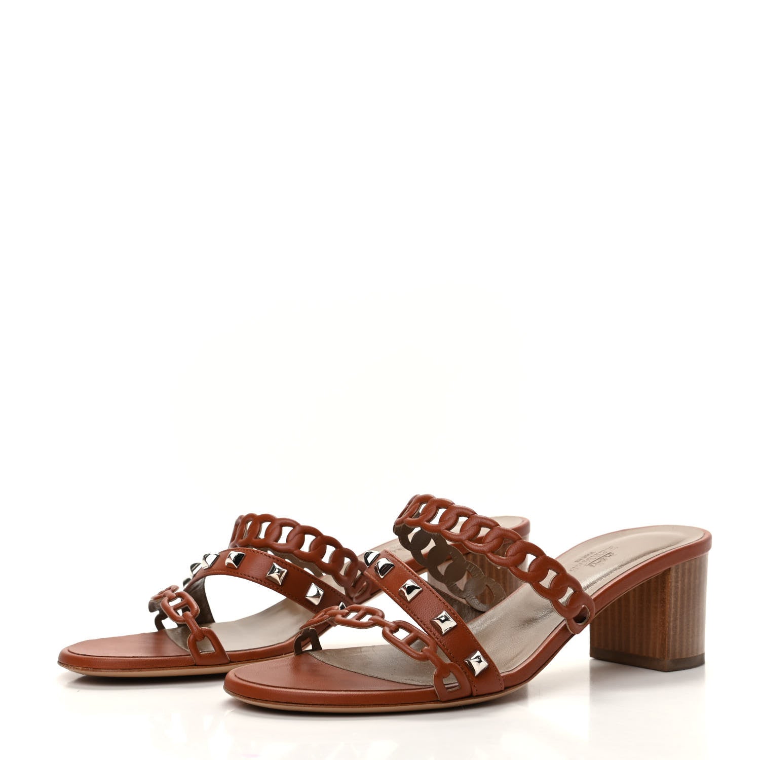 Hermes Nappa Ajaccio Sandals 38 Cognac 3 of 10