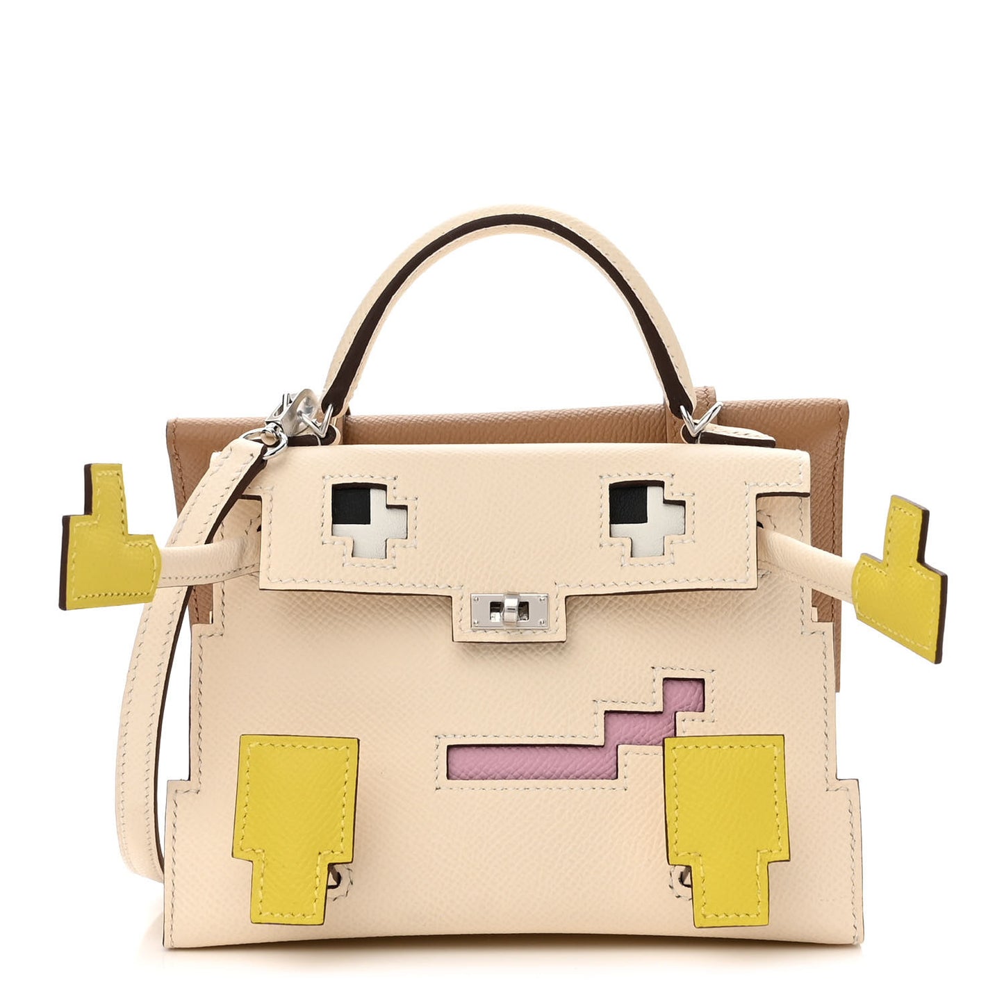 Epsom Quelle Idole Picto Kelly Doll Handbag Nata Mauve Sylvestre Lime Chai