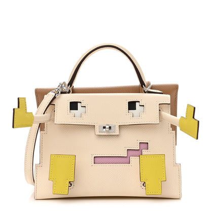 Hermes Epsom Quelle Idole Picto Kelly Doll Handbag Nata Mauve Sylvestre Lime Chai 1 of 14