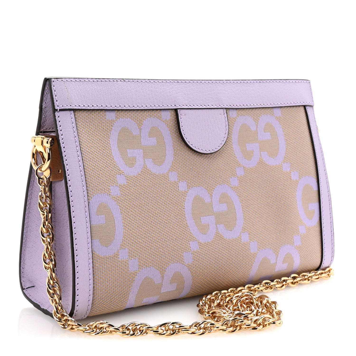 Gucci Monogram Jumbo GG Textured Dollar Calfskin Small Ophidia Chain Shoulder Bag Beige Lapis 3 of 9