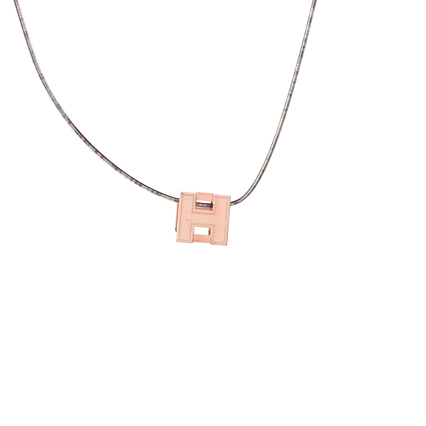 Rose Gold Lacquered Cage d'H Pendant Necklace Marine