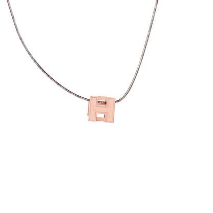 Hermes Rose Gold Lacquered Cage d'H Pendant Necklace Marine 7 of 11