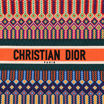 Christian Dior Canvas Embroidered Large Book Tote Orange Multicolor 8 of 10