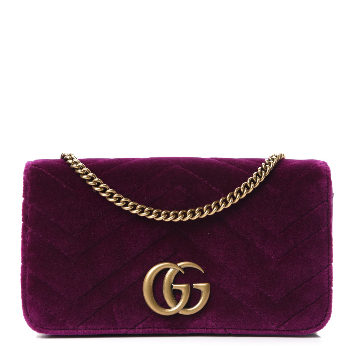 Gucci Velvet Matelasse GG Marmont Mini Bag Fuchsia Violet Cyclamen 1 of 11