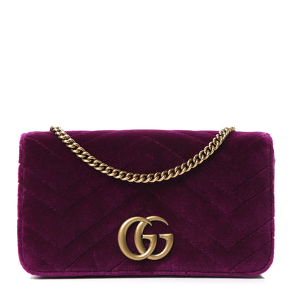 Gucci Velvet Matelasse GG Marmont Mini Bag Fuchsia Violet Cyclamen 1 of 11