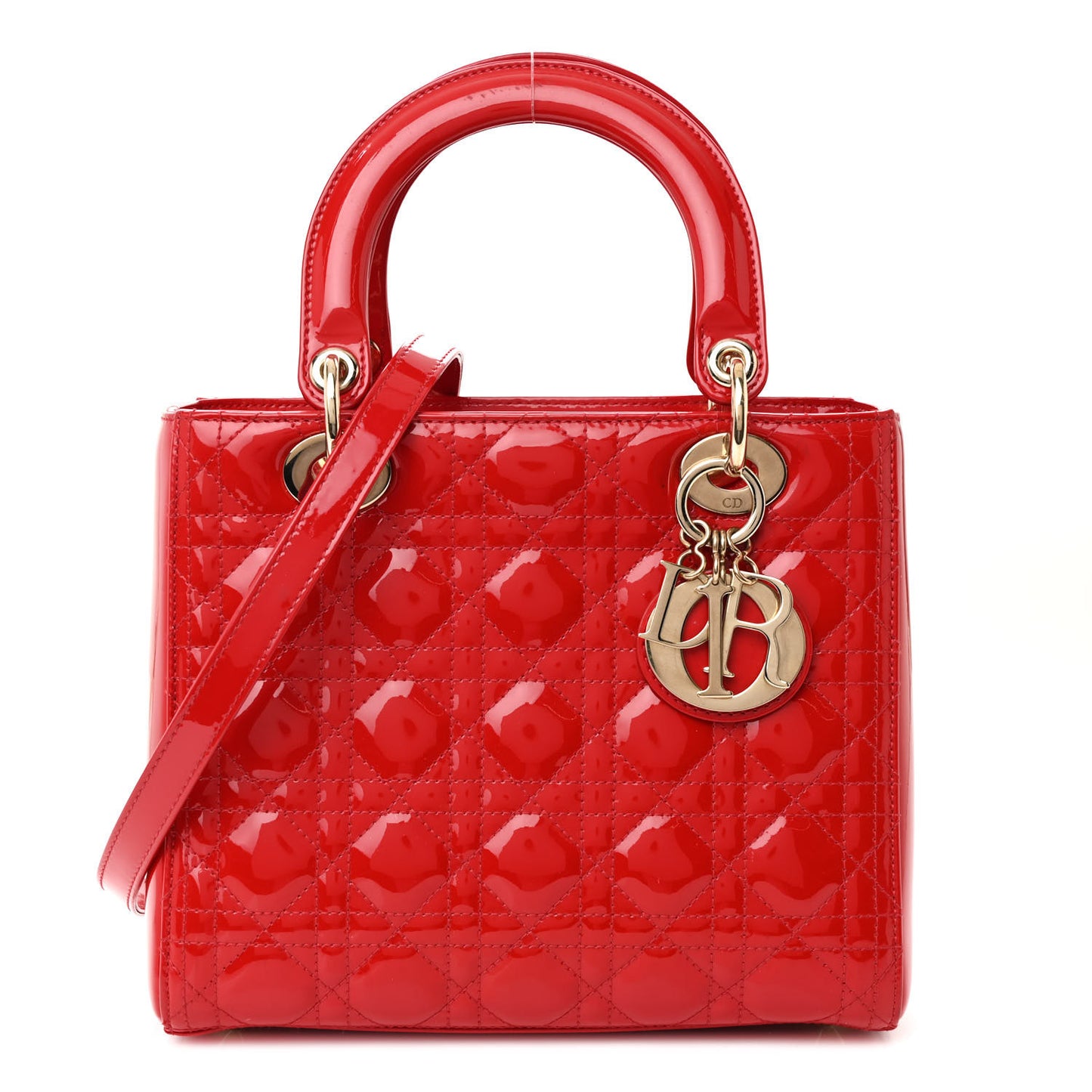 Patent Cannage Medium Lady Dior Red