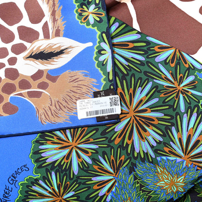 Hermes Silk The Three Graces Scarf 90 Bleu Vif Marron Vert 2 of 6