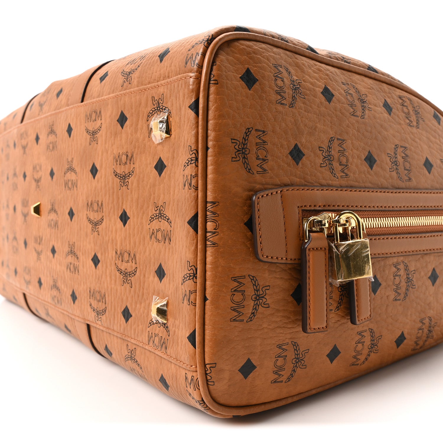 MCM Visetos Large Traveler Weekender Bag Cognac 8 of 8