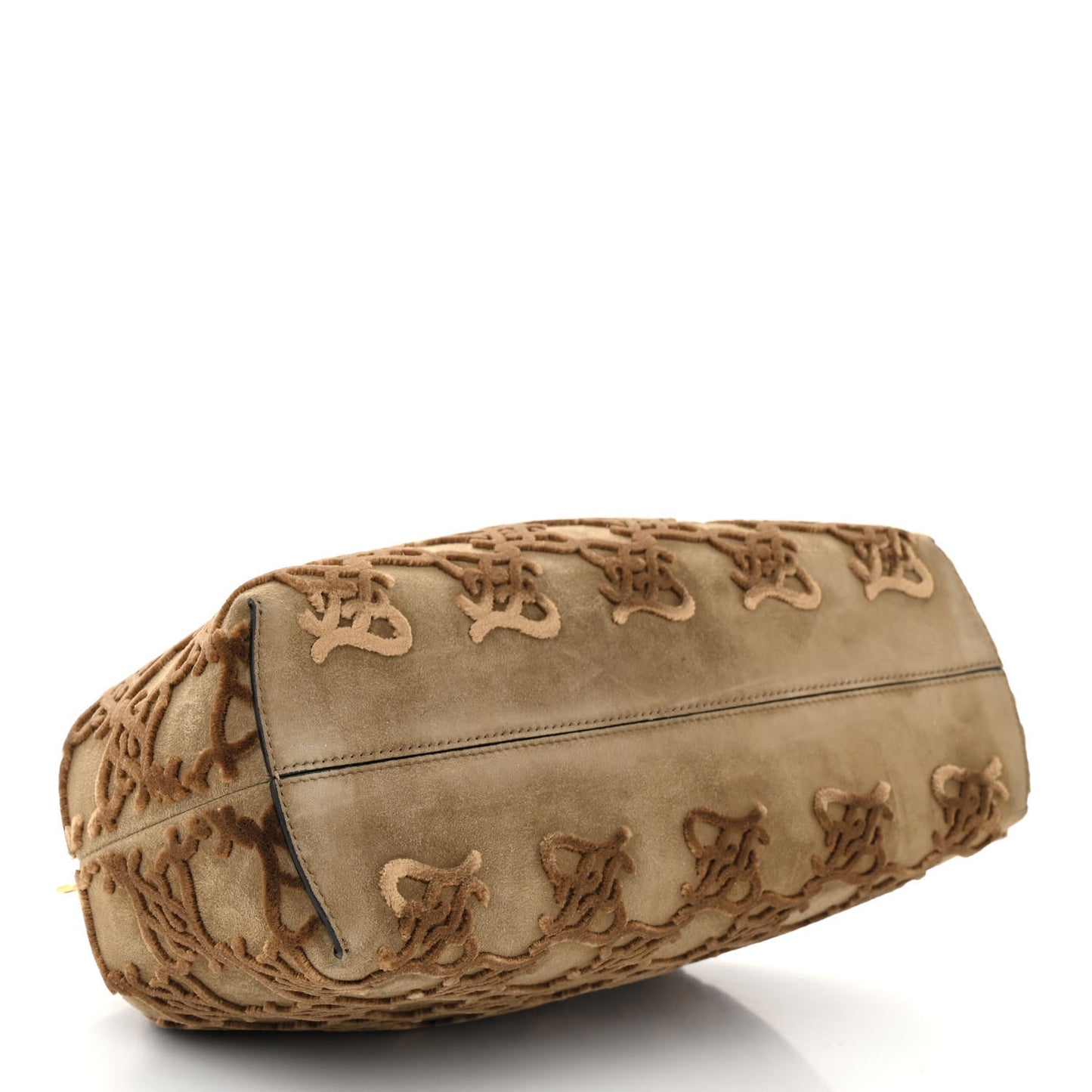 Camoscio Karligraphy Embroidered Medium Fendi First Camel